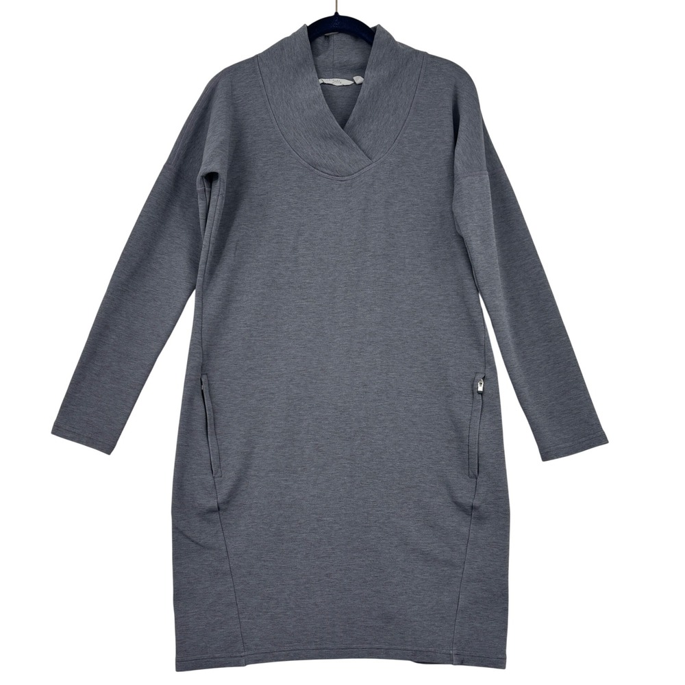 Athleta Stronger Sweatshirt Dress Women S Gray Fleece Lined Wool Blend Pockets